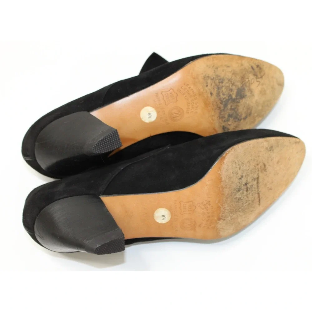 Vintage 90s Carla Marchetti Heels 38.5 Italy Bootie Suede Leather Bow Tie